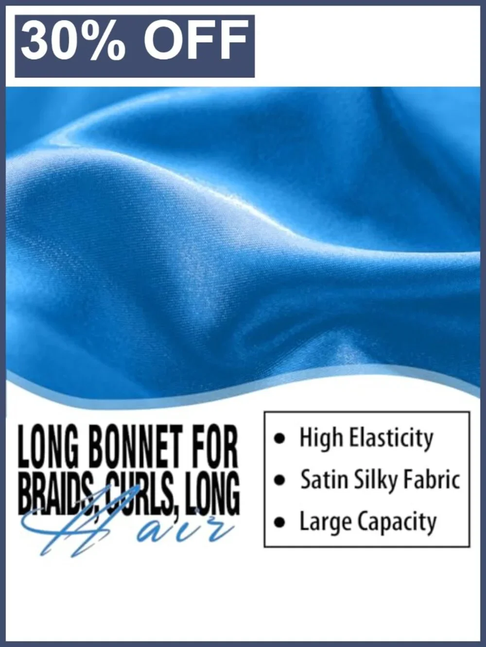Silk Satin Bonnet for Sleeping, Large Long Hair Cap with Stretchy Tie Band,
